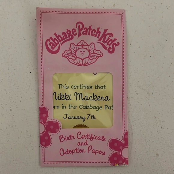 Cabbage Patch Kids Birth Certificate & Adoption Papers Nikki Mackena - Picture 1 of 7